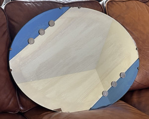 VINTAGE ART DECO BLUE AND CLEAR NURRE WALL MIRROR