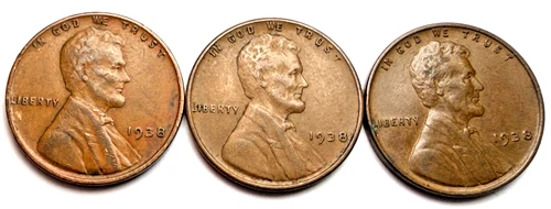 1938-P Lincoln Wheat 1c Trio ~~ EF?? ~~ Get 1 Set of 3 Coins Shown ~ Nice ~ C62