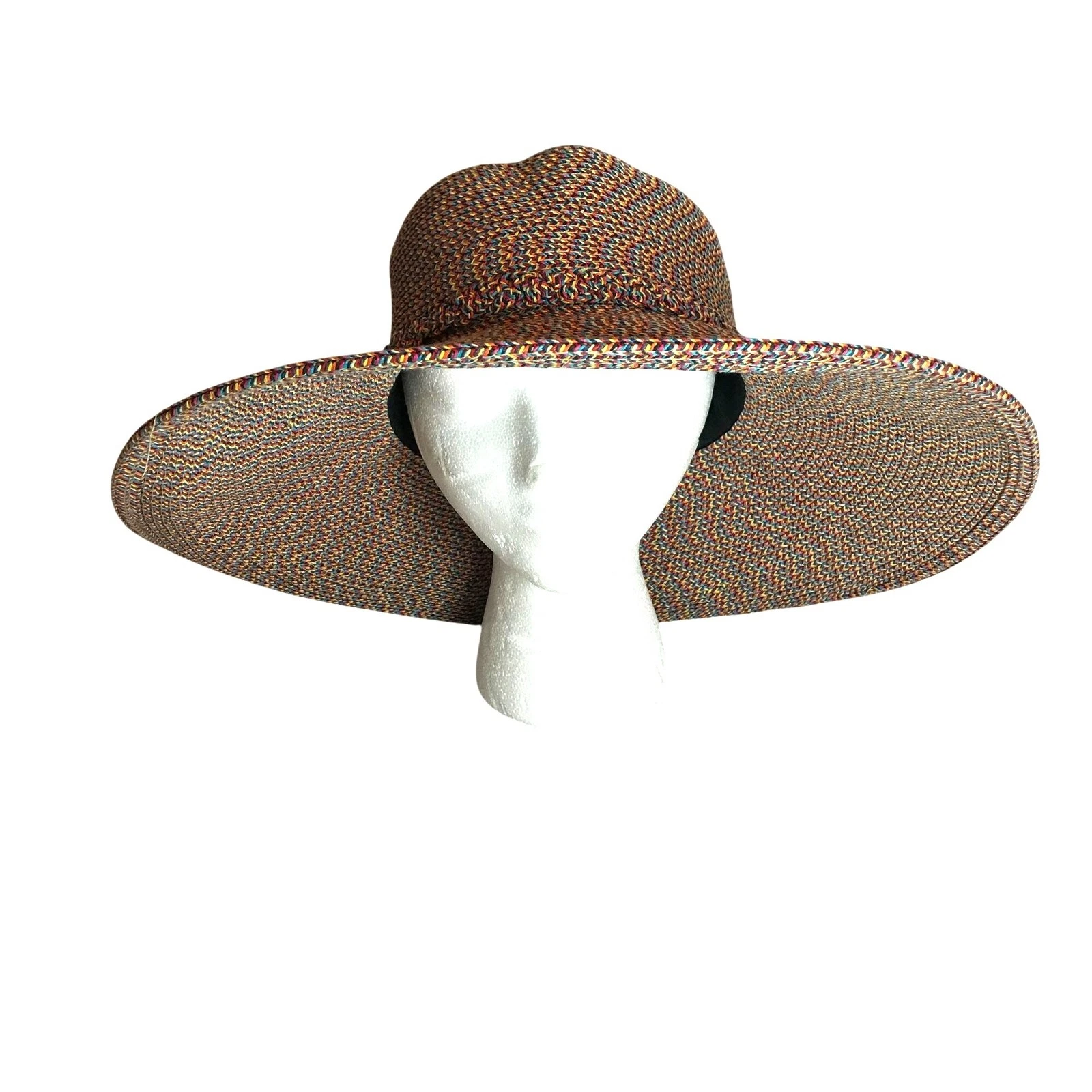 Womens Wide Brim Sun Hat One Size Multicolor Blue Red Yellow Tan