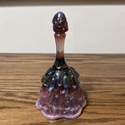 Fenton Plum Opalescent Iridescent Carnival Lily Of The Valley Glass Bell 6.75”