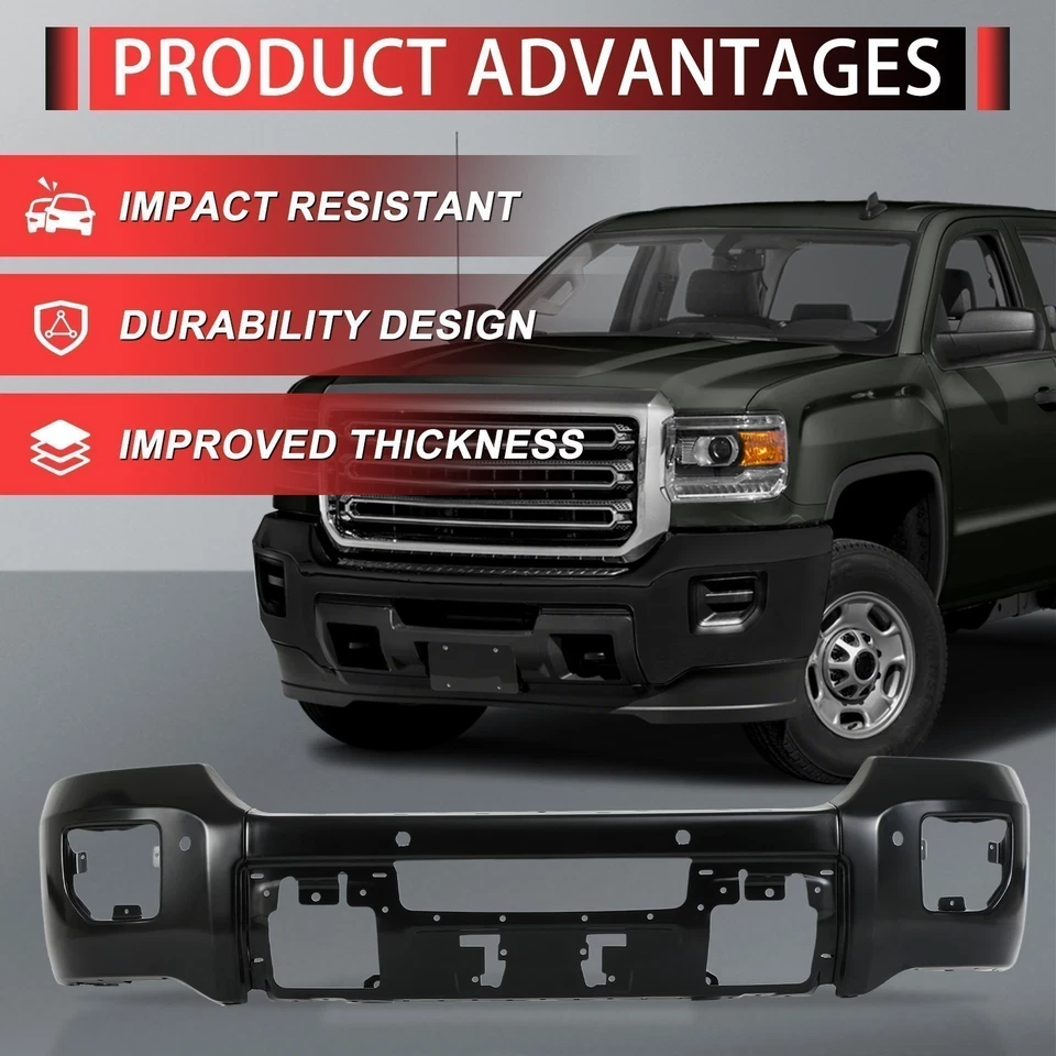 Parachoques delantero para GMC Sierra 2500 HD Sierra 3500 HD 2015-2019 con recubrimiento en polvo */L Foto 4 de 4
