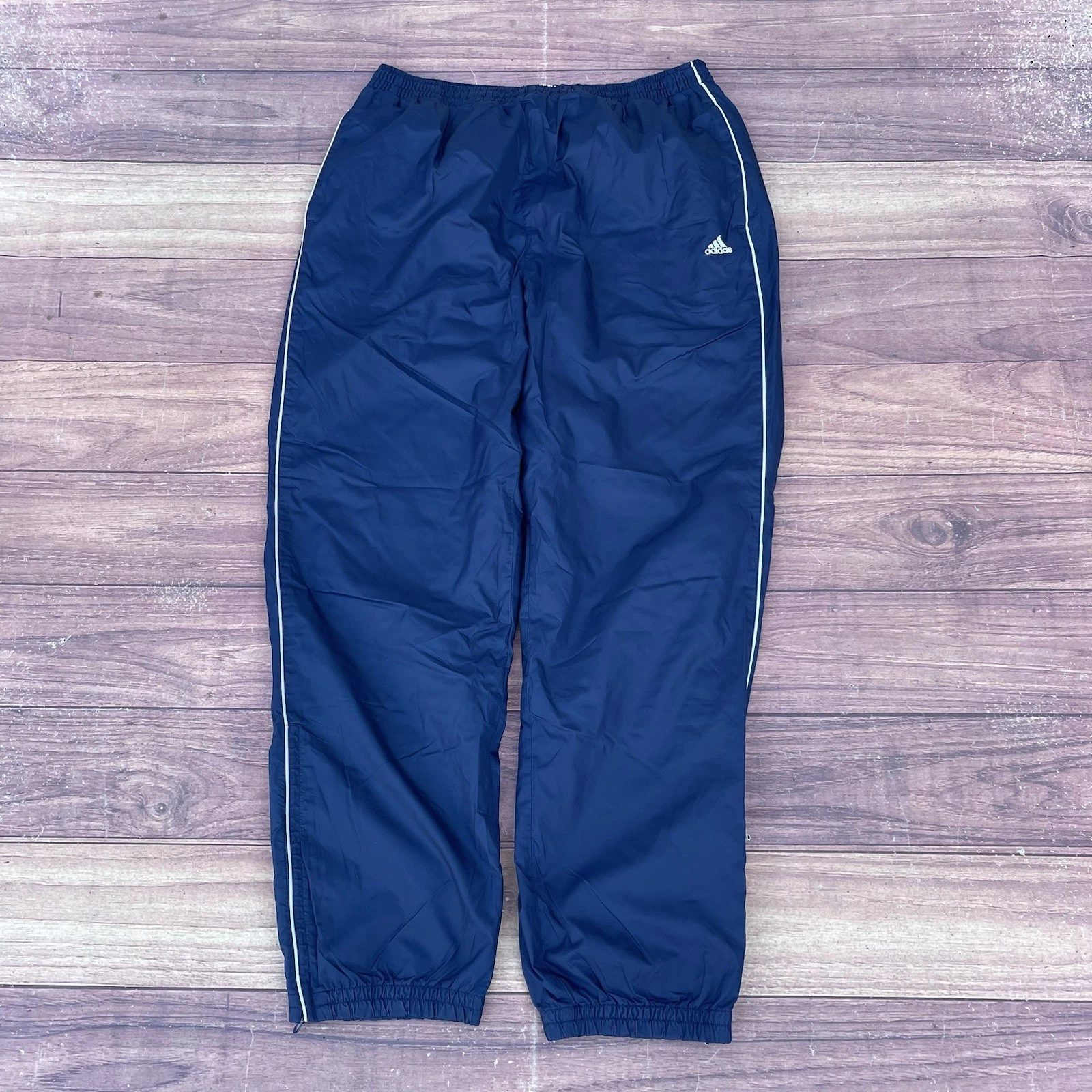 Vintage Y2K Adidas Windbreaker Track Blue Pants 3 Stripes Trefoil Size XL Lined