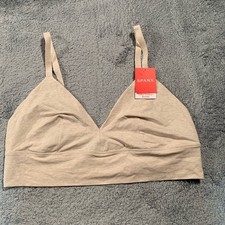 Spanx cotton comfort bralette XL Heather oatmeal NWT