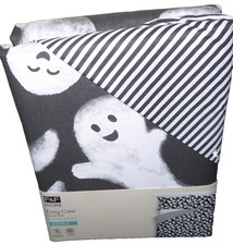 GHOSTS / BLACK & WHITE STRIPED size DOUBLE Duvet Cover Set GOTHIC SPOOKY BEDDING