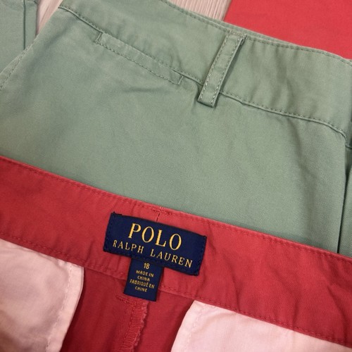 Lot Of 2 NWT Polo Ralph Lauren Boys Size 18 Chino Dress Pants Green & Red - Picture 7 of 13