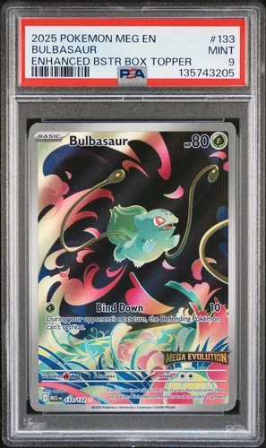 2025 POKEMON MEG EN-MEGA EVOLUTION ENHANCED BOOSTER BOX TOPPER BULBASAUR PSA 9