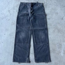 Vintage Y2K Carhartt faded thrashed black double knee work wear carpenter pants