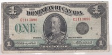 1923 Dominion of Canada $1 Note Black Seal Group 4