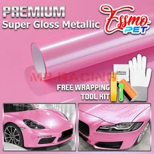 ESSMO PET Super Gloss Metallic Petal Pink Vehicle Vinyl Wrap Decal Like Paint