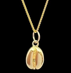 Authentic Gold Coffee Bean Pendant Gold on 925 Sterling Silver Chain Gold Plated Pendant