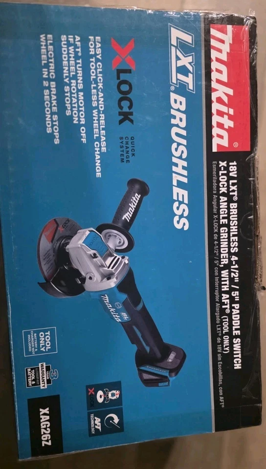 "Amoladora angular inalámbrica Makita XAG26Z 18V LXT 4-1/2""/5"" - negra/azul" Foto 2 de 4