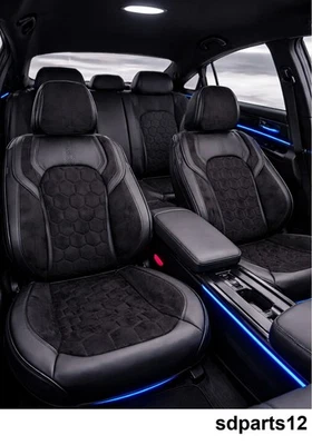 Jeu de Housses de Siège Similicuir Velours Noir Adapté à Nissan X-Trail Qashqai - Photo 1/3