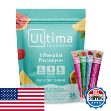 Ultima Replenisher Daily Electrolyte Powder Tropical Variety Pack 20 Stickpacks
