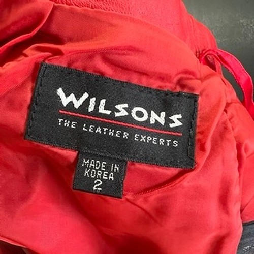 Vintage Wilsons Lined Pockets Back Zipper Red Leather Mini Skirt Womens Size 2 - 第 8/16 張圖片