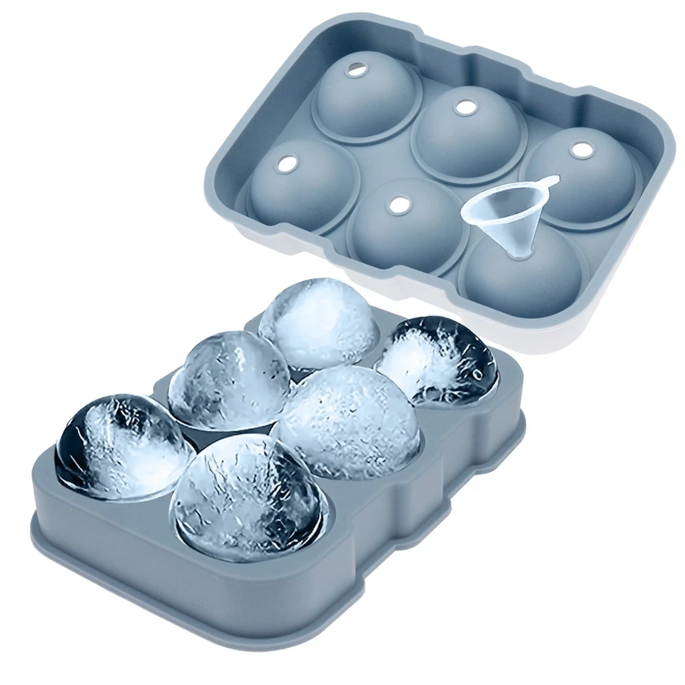 1 Bandeja de Hielo Grande de 6 Cubos con Diseño de Fácil Liberación Bandeja Redonda de Silicona para Cubitos de Hielo Foto 3 de 4