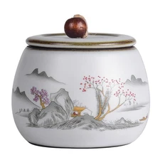 Chinese Style Ceramic Tea Caddy Tea Canister Tea Storage Container Tins Jar w...