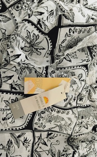 C & C California NWT 100% Linen Shirt 2X Tropical Animal Print Black White - Picture 6 of 6
