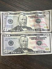 $100 CASH - Two $50 Dollar Bills - United States notes USD - Lot 1521A-2265A