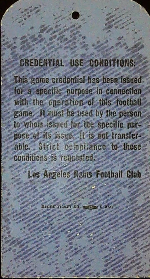 Archie Manning Federspiel Debut Ticket Stub Rams Saints Official Pass 9/17/1972 - Image 2 of 2