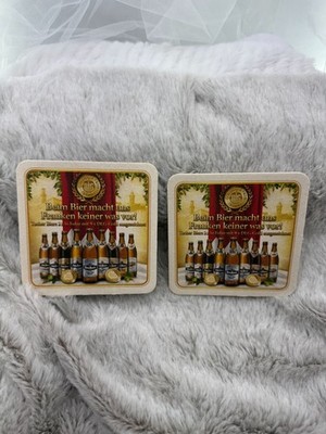 Tucher Brewery Promotional Beer Coasters Set Of 2 Durable Cardboard Material