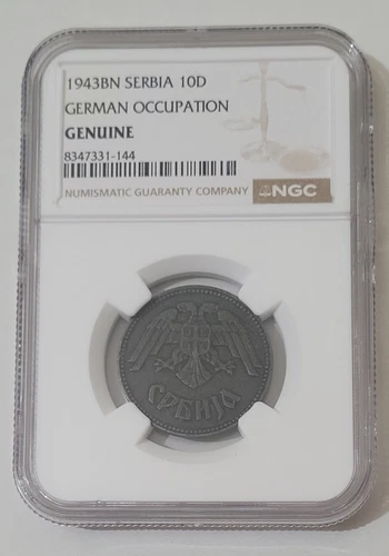 Rare 1943BN Serbia 10D German Occupation (NGC Genuine)