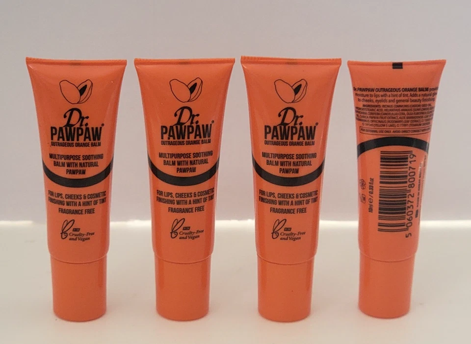 Paquete de 4 BÁLSAMO NARANJA ESCANDALOSO PAW PAW PARA LABIOS Y MEJILLAS 0,33 FL OZ FRAGANCIA - GRATIS Foto 2 de 2
