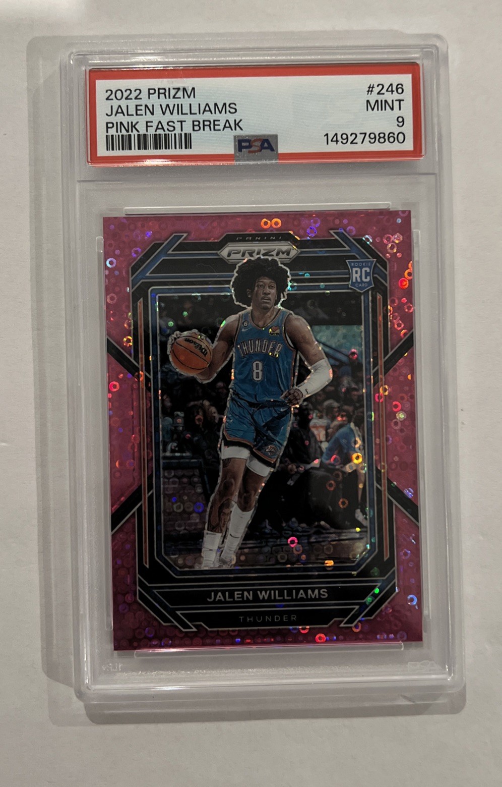 2022 Panini Prizm 246 Jalen Williams Pink Fast Break /50 RC PSA 9