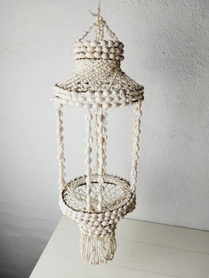 Vintage 1970s Seashell Macrame Plant Hanger Coastal Boho Decor