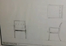 VTG Stow Davis Original 1970's MCM Chair Design Architecture Furniture Drawing