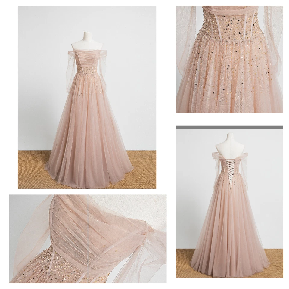 Women Formal Off the Shoulder Wedding Dress Cold Shoulder Evening Dress Gifts - image 3 of 4