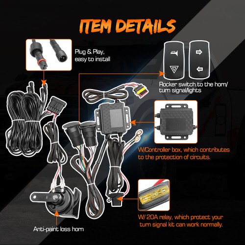 UTV Turn Signal Kit Universal UTV ATV Street Legal Turn Signal with Rocker Swit - Foto 4 di 10
