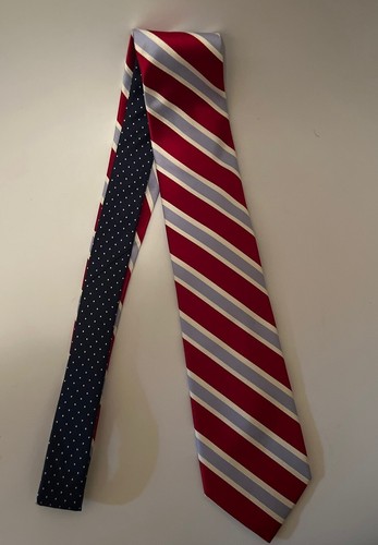 Tommy Hilfiger Two Tone Red, White, Blue Repp Stripe and Polka Dots 59”x 3 1/4”
