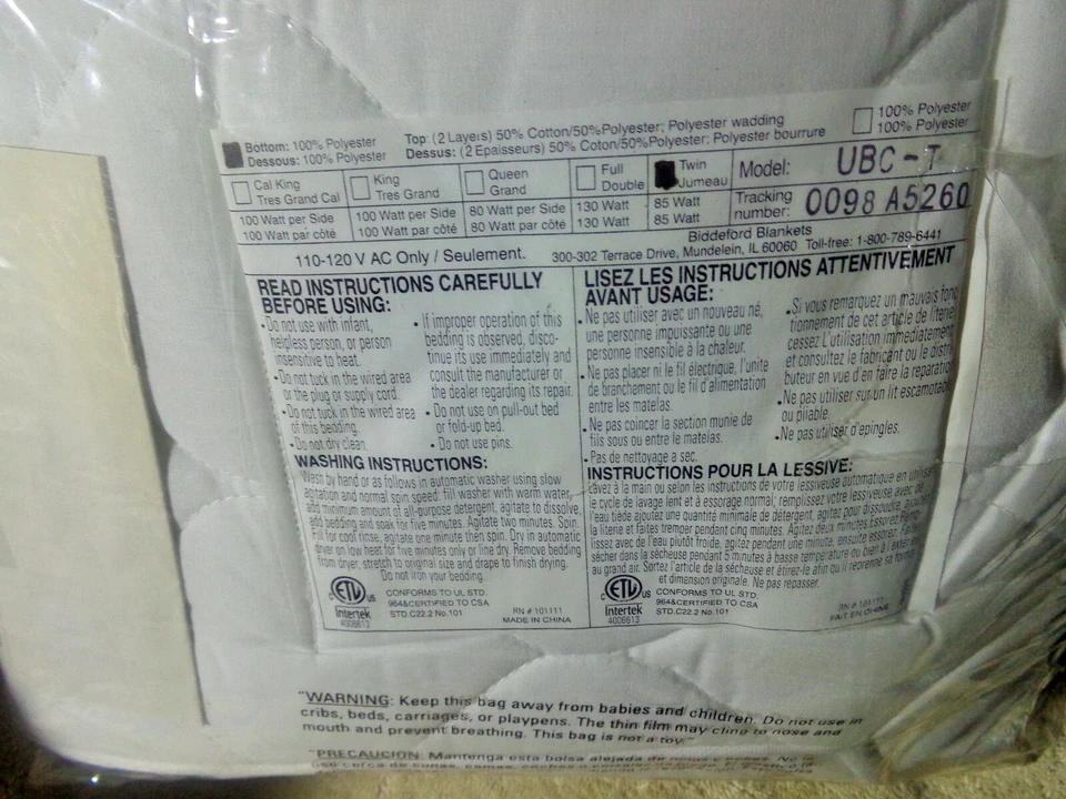 NUEVA Almohadilla de Colchón Calefacción Cannon Deluxe DOBLE Hasta 22" Con Controlador Digital Foto 3 de 4