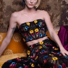 NEW La Fuori Aleah Embroidered Floral Sequin Corset Size Small