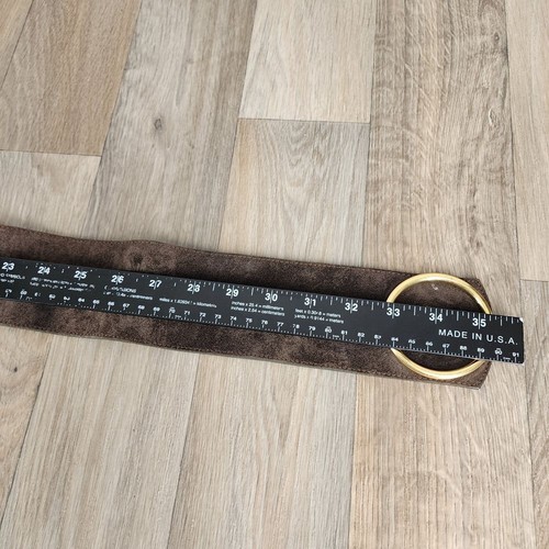 Dolce & Gabbana 75cm/35 Inches Brown Suede Wide Belt with Gold Ring Hardware - Picture 9 of 11