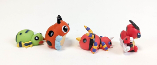 Bandai Pokemon Finger Puppets Bug type set. Spinarak, Ariados, Ledyba, Ledian - Picture 5 of 5