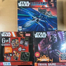 Star Wars lot of 3 board games Battle Ship Trivia Etc NIB