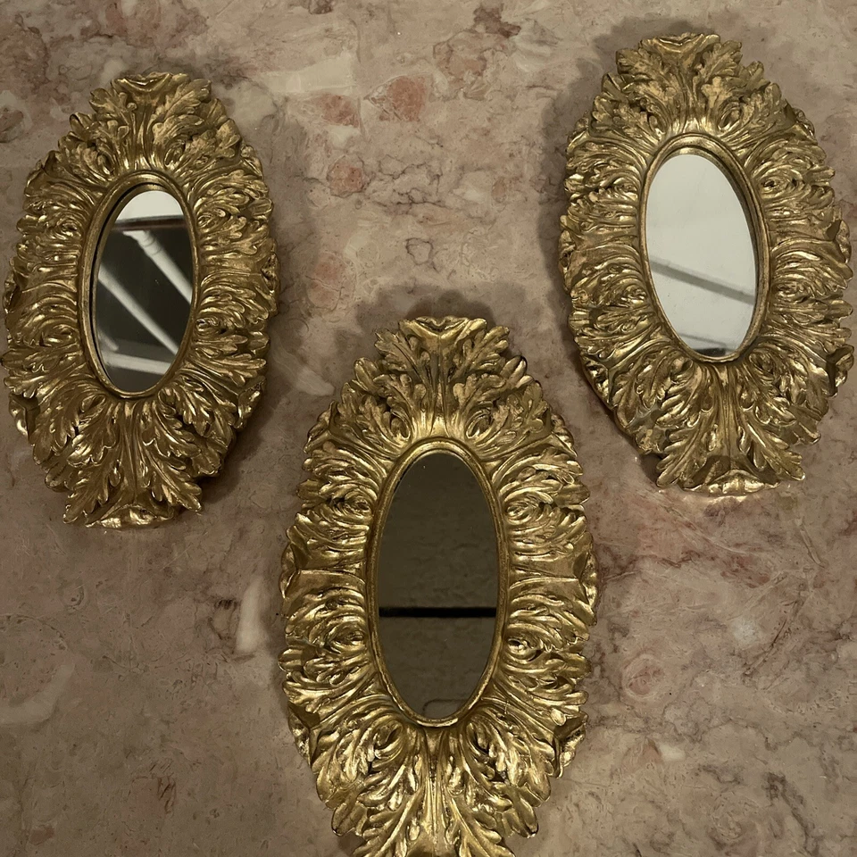 Juego de 3 espejos ovalados Two’s Company, dorado Foto 3 de 4