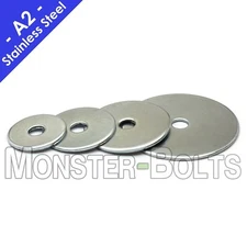 1/4" Stainless Steel Fender (Penny) Washers, A2 / 304 - 1/4 x 1", 1-1/4", 1-1/2"