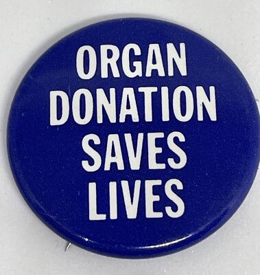 Organ Donation Saves Lives Blue White Pinback Button