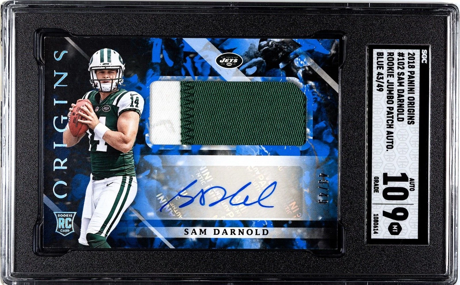 Sam Darnold Panini Origins #102 Jumbo Patch Autograph-Blue