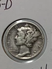 1943-D MERCURY DIME  XF/AU Choice  D/343