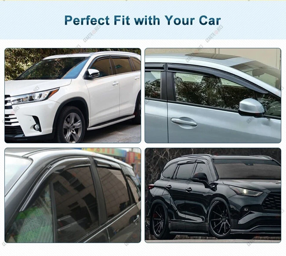 Para 2008-2013 Toyota Highlander Mugen viseira de janela sol chuva ventilação protetores de sombra - Imagem 4 de 4