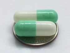 Mint and White Size 3 Empty Gelatin Capsules also known as Gelcaps
