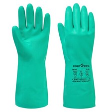 Portwest A810 Nitrosafe Chemical Gauntlet Nitrile Good Grip Flocklined Gloves