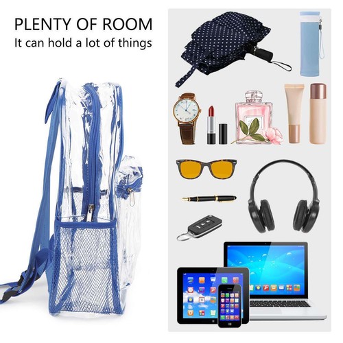 Heavy Duty Clear Backpack Waterproof Transparent Shoulder Bag SeeThrough Bookbag - Picture 7 of 16