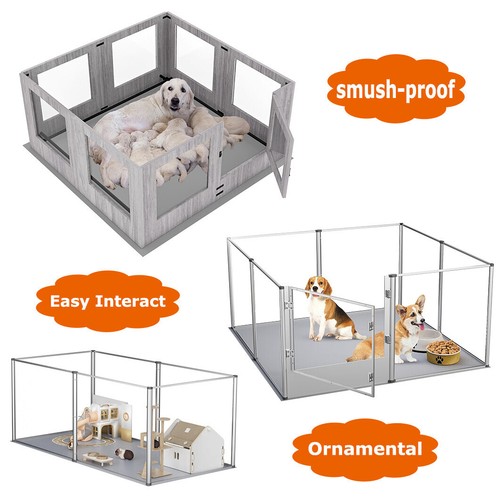 Caja para cachorros M-XXL con almohadilla impermeable acrílico transparente pluma para cachorros mascota perro perrera - Imagen 6 de 43