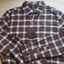 Chaps Plaid Flannel Shirt Red Green Blue Cotton Mens Size Large NEW