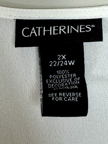 Catherines Plus White Open Front Fringe Hem Kimono Embroidered Boho Size 2X - Picture 3 of 9