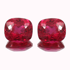 12x10 MM - AAA Natural Mozambique Ruby Loose Cushion Gemstone Cut Matched Pair